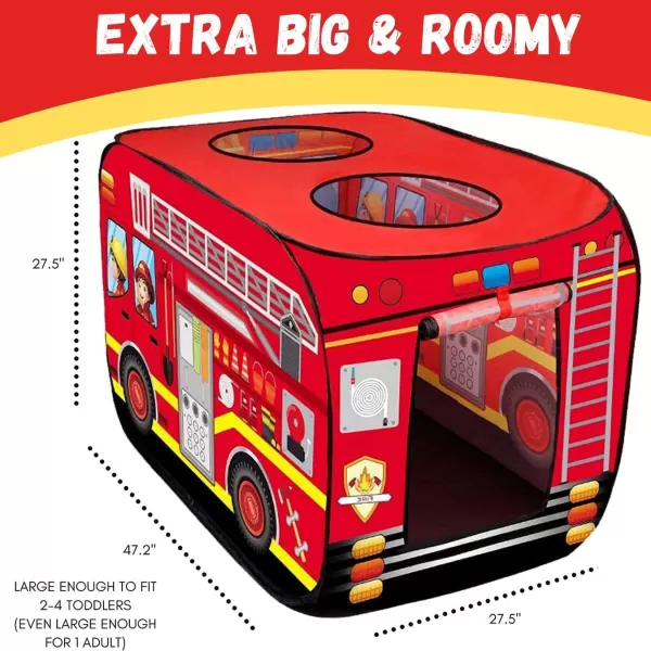 imagePop Up Play Tent for Kids  My First Foldable Indoor ampamp Outdoor Playhouse Vehicle Toys for Toddlers Boys and Girls School BusFire Truck