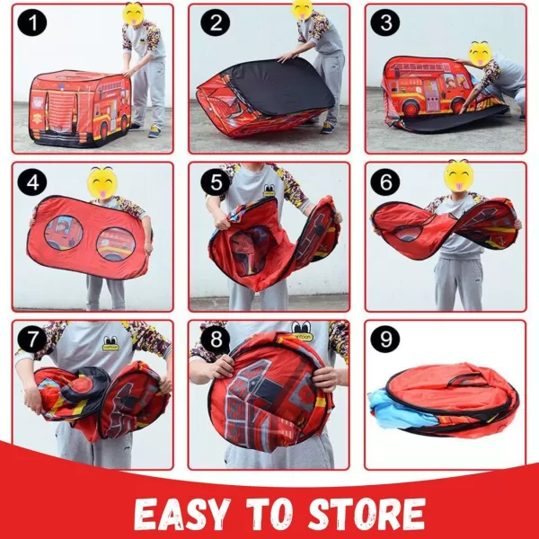 imagePop Up Play Tent for Kids  My First Foldable Indoor ampamp Outdoor Playhouse Vehicle Toys for Toddlers Boys and Girls School BusFire Truck