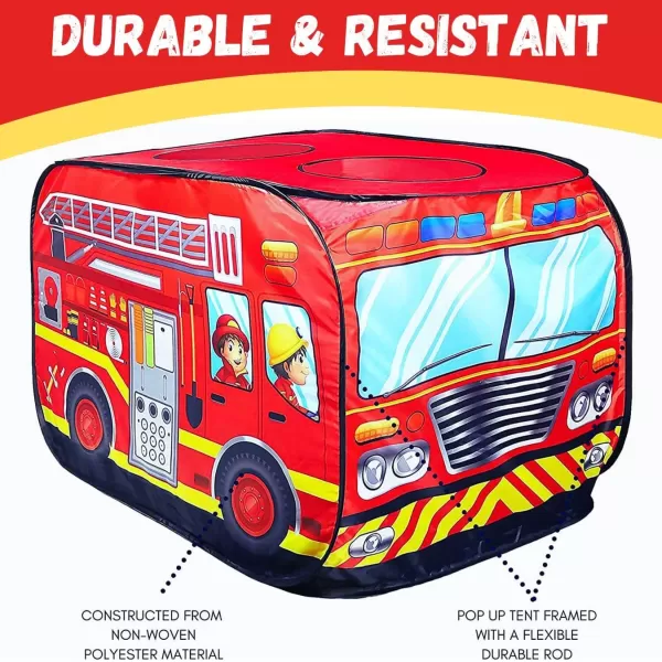 imagePop Up Play Tent for Kids  My First Foldable Indoor ampamp Outdoor Playhouse Vehicle Toys for Toddlers Boys and Girls School BusFire Truck