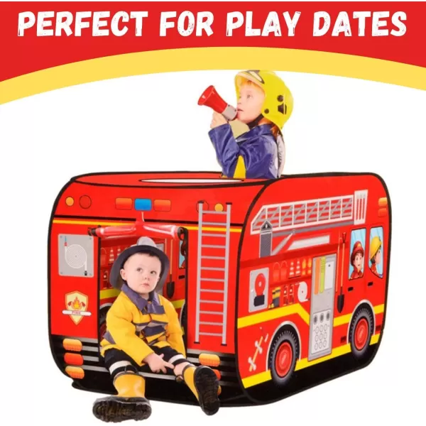 imagePop Up Play Tent for Kids  My First Foldable Indoor ampamp Outdoor Playhouse Vehicle Toys for Toddlers Boys and Girls School BusFire Truck