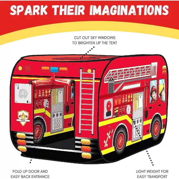 imagePop Up Play Tent for Kids  My First Foldable Indoor ampamp Outdoor Playhouse Vehicle Toys for Toddlers Boys and Girls School BusFire Truck