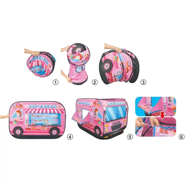 imagePop Up Play Tent for Kids  My First Foldable Indoor ampamp Outdoor Playhouse Vehicle Toys for Toddlers Boys and Girls School BusIce Cream Truck