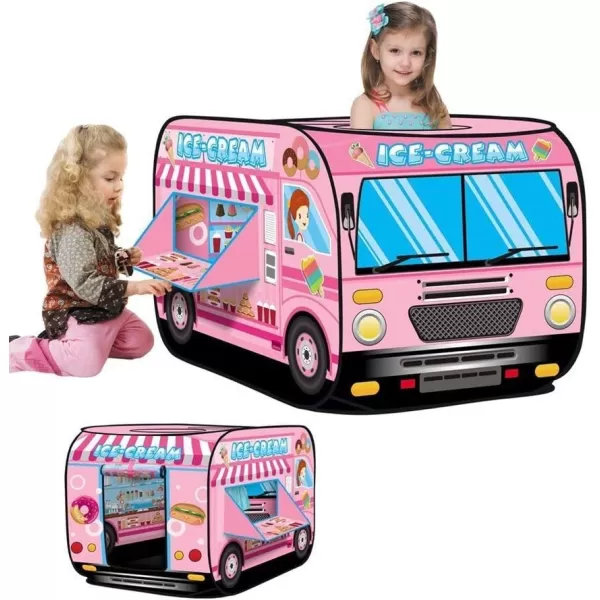 imagePop Up Play Tent for Kids  My First Foldable Indoor ampamp Outdoor Playhouse Vehicle Toys for Toddlers Boys and Girls School BusIce Cream Truck