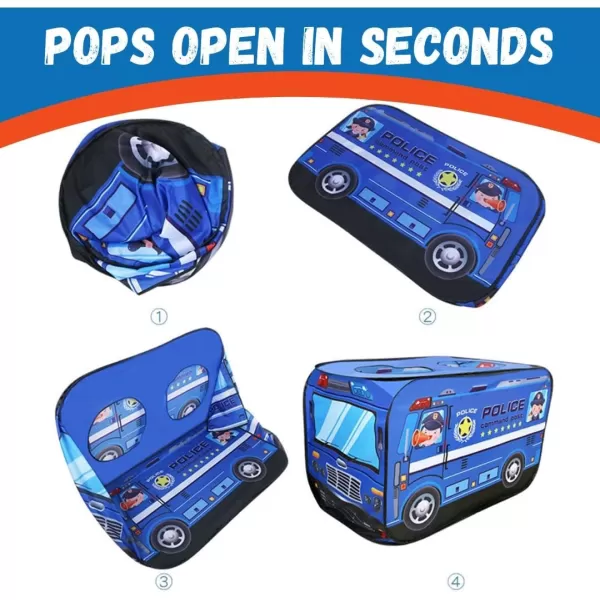 imagePop Up Play Tent for Kids  My First Foldable Indoor ampamp Outdoor Playhouse Vehicle Toys for Toddlers Boys and Girls School BusPolice Car