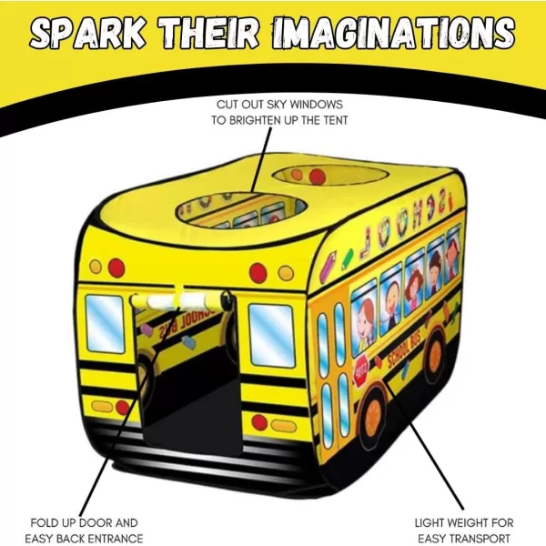 imagePop Up Play Tent for Kids  My First Foldable Indoor ampamp Outdoor Playhouse Vehicle Toys for Toddlers Boys and Girls School BusSchool Bus