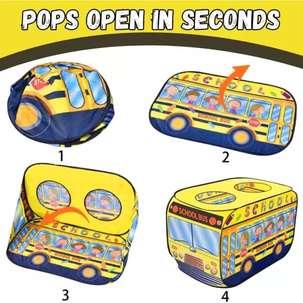 imagePop Up Play Tent for Kids  My First Foldable Indoor ampamp Outdoor Playhouse Vehicle Toys for Toddlers Boys and Girls School BusSchool Bus
