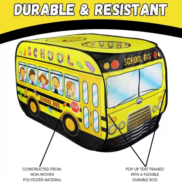 imagePop Up Play Tent for Kids  My First Foldable Indoor ampamp Outdoor Playhouse Vehicle Toys for Toddlers Boys and Girls School BusSchool Bus