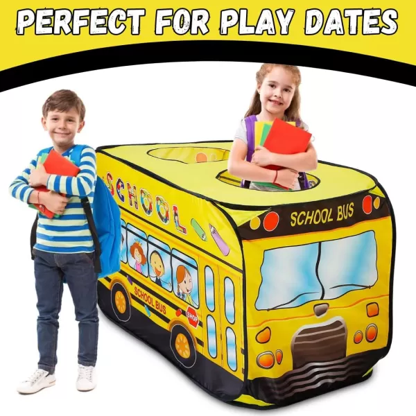 imagePop Up Play Tent for Kids  My First Foldable Indoor ampamp Outdoor Playhouse Vehicle Toys for Toddlers Boys and Girls School BusSchool Bus
