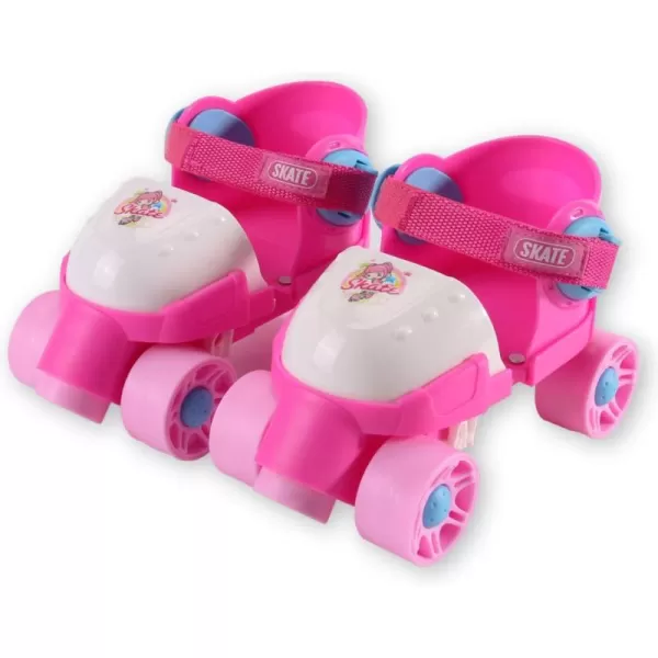 imageGrowwithMe Easy Training Adjustable Inline Rollerskates  QuadStyle 4 Wheel Roller Skates for Kids Toddler and ChildrenPink