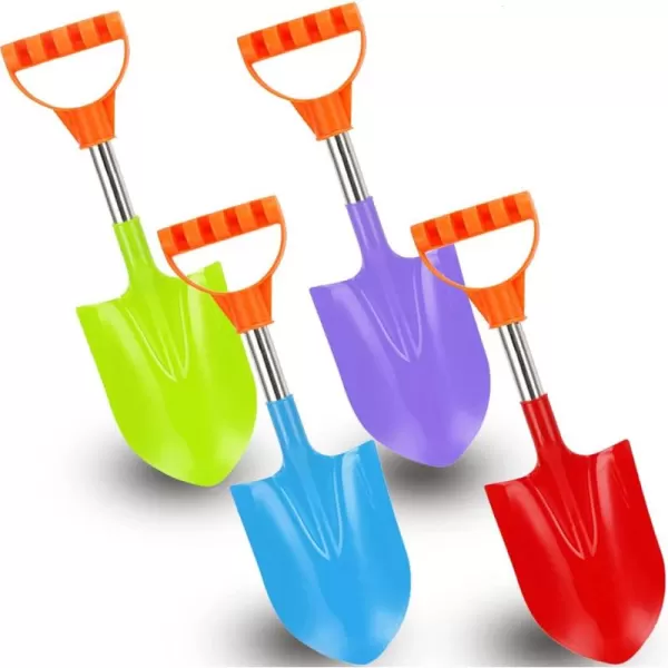 imageHeavy Duty Beach Shovels 16quot Stainless Steel Kids Beach Diggers Sand Scoop Shovels with Plastic Spade and Handle for Summer Outdoors Party Bundle  4 Pack