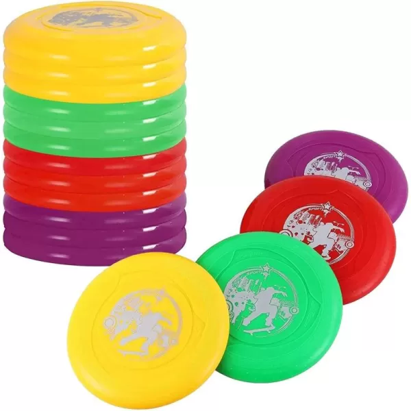 imageLiberty Imports 12 Pack Plastic Flying Sports Discs Set for Outdoors Beach Backyard Throwing and Catching Activities 9quot Play Discs for Kids ampamp Adults