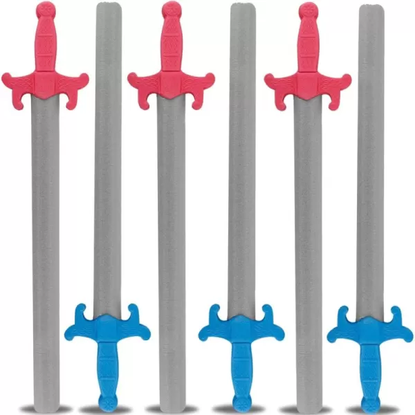 imageLiberty Imports 6 PCS Giant Foam Swords Large 11 Scale Strong Toy Weapons Kids Medieval Warrior Knights Pretend Play Safe Fighting Set  Red vs Blue 30 Inches