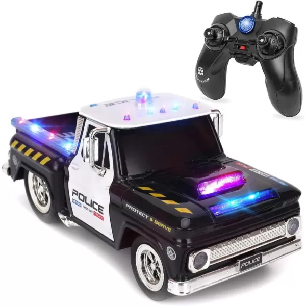 imageLiberty Imports RC Remote Control Police Pickup Truck Toy Vehicle with Lights and Sirens  116 Rechargeable Radio Control Cop Car for Kids