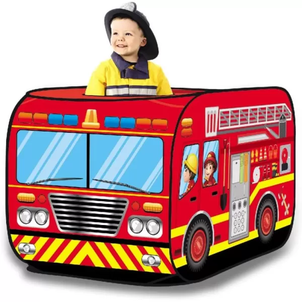 imagePop Up Play Tent for Kids  My First Foldable Indoor ampamp Outdoor Playhouse Vehicle Toys for Toddlers Boys and Girls School BusFire Truck
