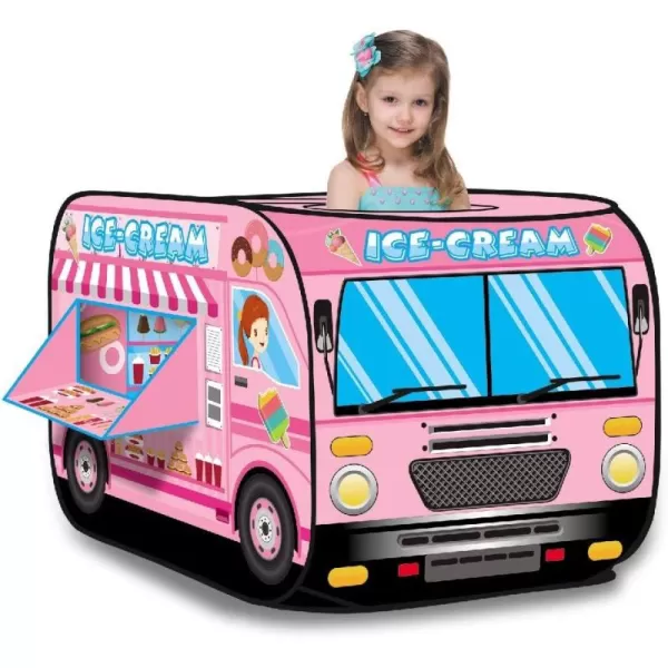 imagePop Up Play Tent for Kids  My First Foldable Indoor ampamp Outdoor Playhouse Vehicle Toys for Toddlers Boys and Girls School BusIce Cream Truck