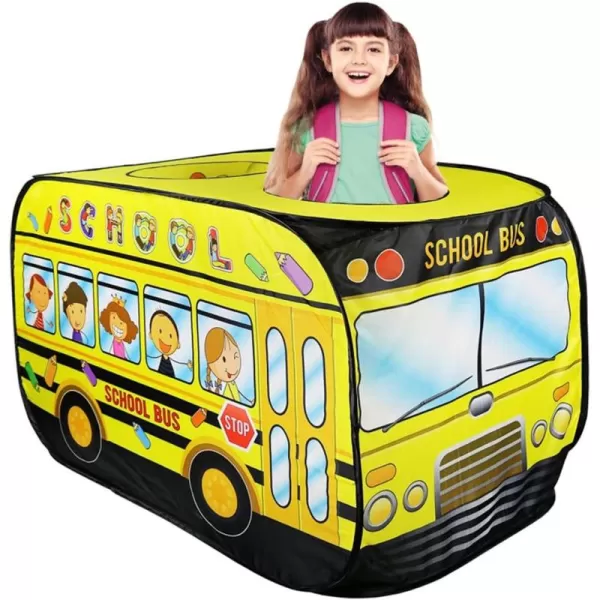 imagePop Up Play Tent for Kids  My First Foldable Indoor ampamp Outdoor Playhouse Vehicle Toys for Toddlers Boys and Girls School BusSchool Bus