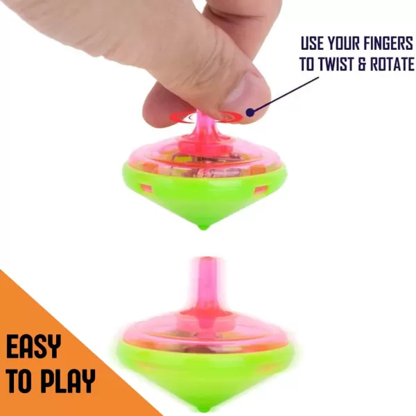 image100 Pieces LED Light Up Flashing Mini Spinning Tops with Gyroscope  Kids Novelty Bulk Spin Toys Party Favors Bundle Pack Multicolored