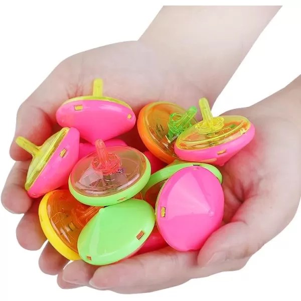 image100 Pieces LED Light Up Flashing Mini Spinning Tops with Gyroscope  Kids Novelty Bulk Spin Toys Party Favors Bundle Pack Multicolored