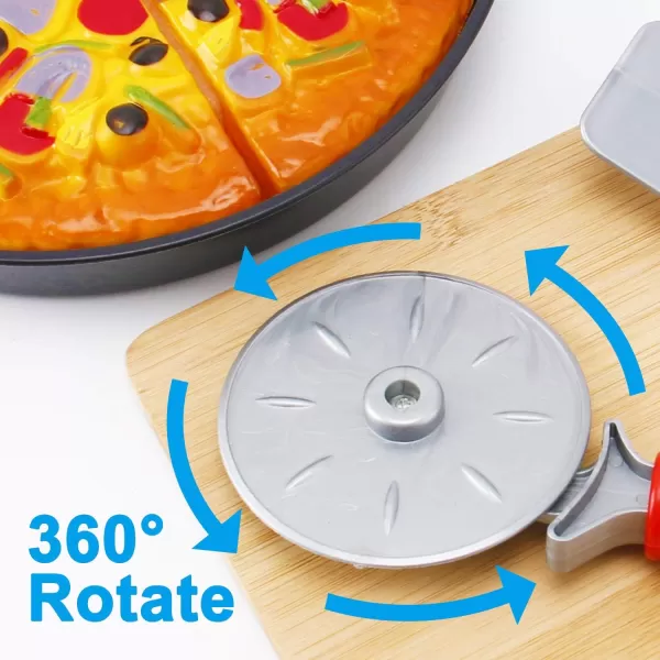 image11 PCS Pizza Party Toy Play Set for Kids Pizza Pie Pretend Play Food  Slice and Serve Plastic Kitchen Cooking and Cutting Playset