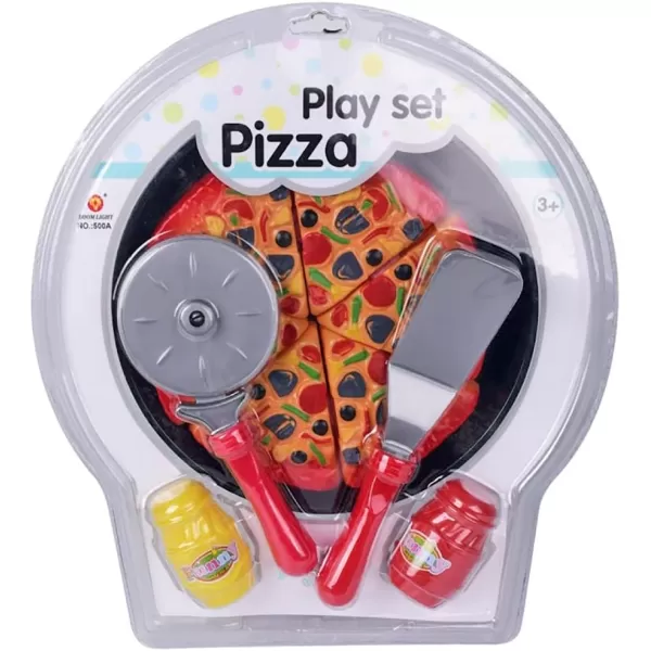 image11 PCS Pizza Party Toy Play Set for Kids Pizza Pie Pretend Play Food  Slice and Serve Plastic Kitchen Cooking and Cutting Playset