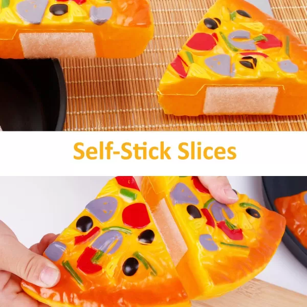 image11 PCS Pizza Party Toy Play Set for Kids Pizza Pie Pretend Play Food  Slice and Serve Plastic Kitchen Cooking and Cutting Playset
