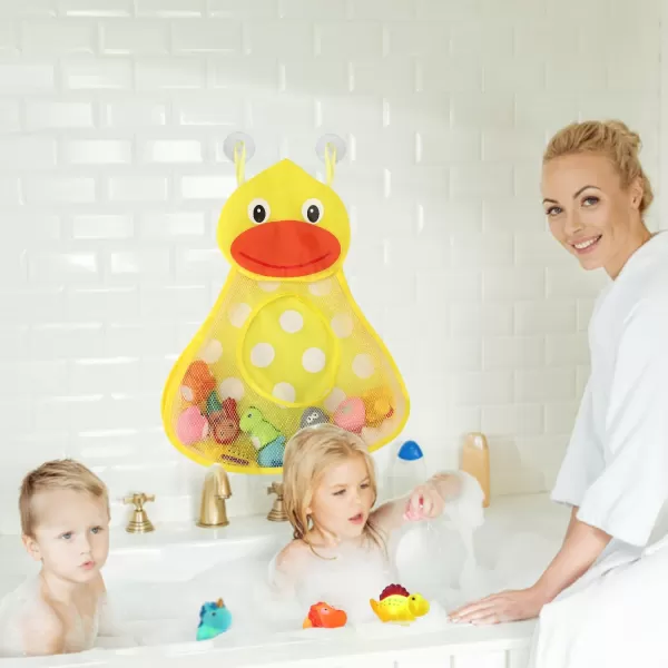 image12 PCS Light Up Bath Toys with Duck Mesh Tub Storage Organizer Toddler Flashing Color Changing LED Bathtub Mermaid Toy in Water for Kids