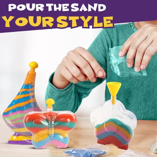 image12 Pack Create Your Own Magic Sand Art Glitter Activity  Glow in the Dark Colored Custom Sand Kits for Kids  Includes 12 Bottles Funnels Sticks 60 Bags of Colorful Sand  DIY Arts and Crafts