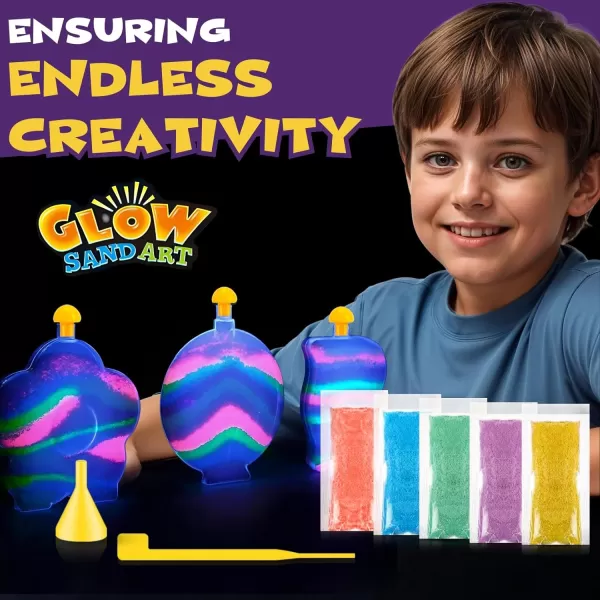 image12 Pack Create Your Own Magic Sand Art Glitter Activity  Glow in the Dark Colored Custom Sand Kits for Kids  Includes 12 Bottles Funnels Sticks 60 Bags of Colorful Sand  DIY Arts and Crafts