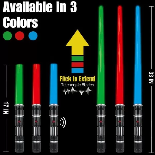 image12 Pack LED Light Up Sabers Set  Motion Sensitive Retractable Swords with FX Sound Effects for Kids Party Supplies Bulk Party Favors and Cosplay
