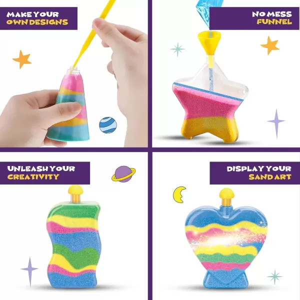 image12 Pack Sand Art Kits for Kids  Create Your Own Colored Sand Art Includes 12 Bottles Funnels Sticks 48 Bags of Sand for Arts and Crafts Schools Birthday Party Favors Bulk 1 Dozen