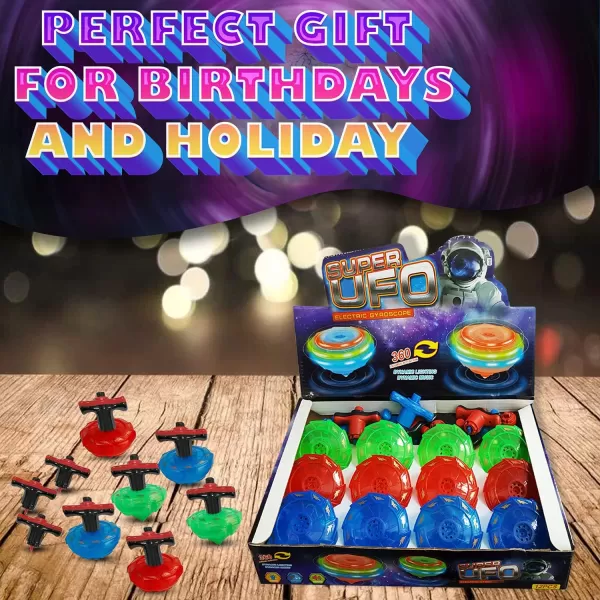 image12Pack Light Up Spinner Tops  UFO Spinning Tops with Gyroscope LED Flashing Toy Bulk Novelty Party Favors ampamp Fun Stocking Stuffers Goodie Bag Fillers for Kids
