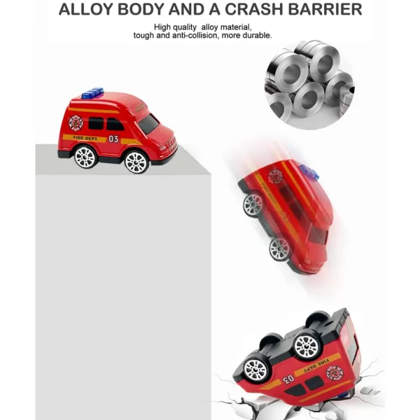 image16Piece Diecast Metal Toy Car Set  Fun Play Trucks with Police Construction Ambulance ampamp Firetruck Vehicles in 4 Storage Tubes  Perfect for Party Favors ampamp Kids