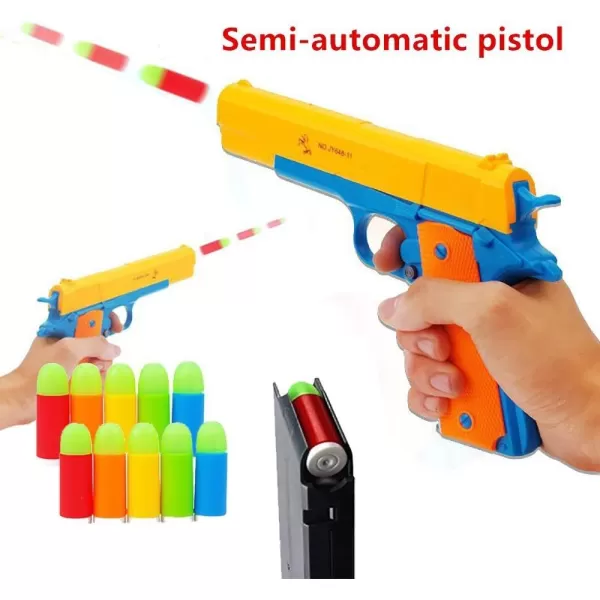 image2 Pack  Kids Toy Gun Realistic 11 Scale Colt M1911 for Training or Play Pistol with Soft Rubber Bullets Ejecting Magazine and Pull Back Action
