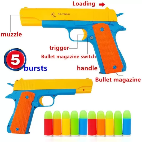 image2 Pack  Kids Toy Gun Realistic 11 Scale Colt M1911 for Training or Play Pistol with Soft Rubber Bullets Ejecting Magazine and Pull Back Action