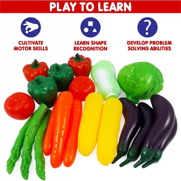 image20 Pieces Play Vegetables Playset  LifeSized Toy Food for Kids Kitchen Healthy Farmers Market Grocery Pretend Play Plastic Toy Set for Toddlers