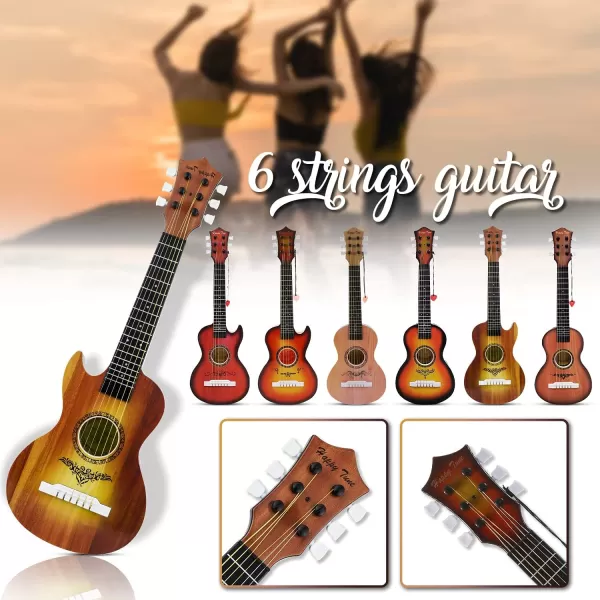 image23quot Acoustic Guitar Kids 6 String Toy Guitar  Realistic Steel Strings  Beginner Practice First Musical Instrument for Children Toddlers Cherry SunburstWalnut