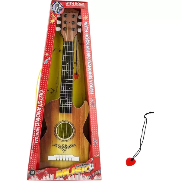 image23quot Acoustic Guitar Kids 6 String Toy Guitar  Realistic Steel Strings  Beginner Practice First Musical Instrument for Children Toddlers Cherry SunburstBrown