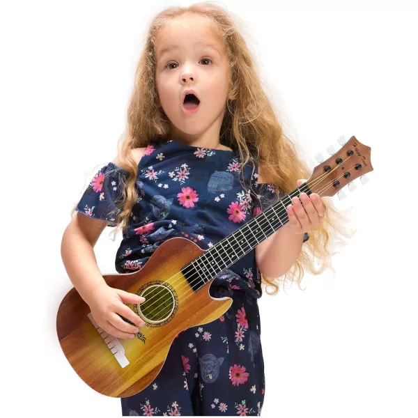 image23quot Acoustic Guitar Kids 6 String Toy Guitar  Realistic Steel Strings  Beginner Practice First Musical Instrument for Children Toddlers Cherry SunburstBrown