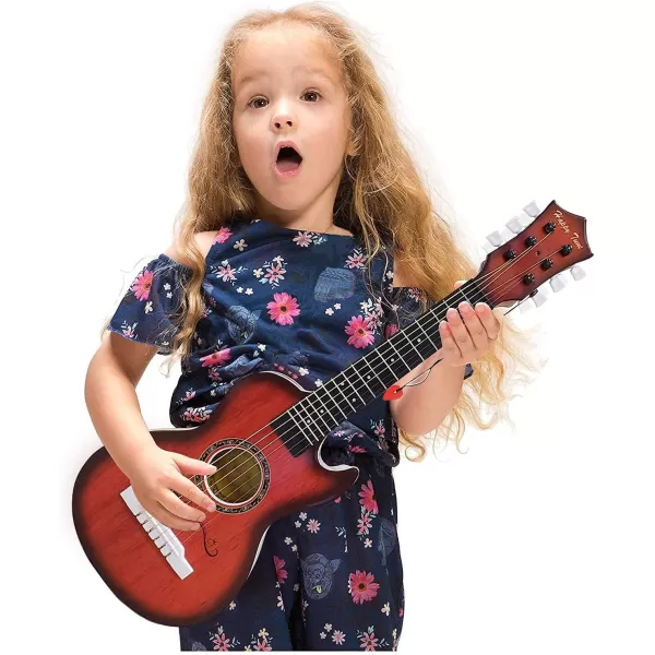 image23quot Acoustic Guitar Kids 6 String Toy Guitar  Realistic Steel Strings  Beginner Practice First Musical Instrument for Children Toddlers Cherry SunburstMahogany