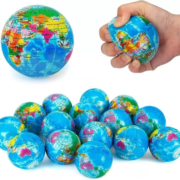 image24 Pack  Mini Soft Foam Earth Squeeze Balls 25quot Toy Stress Relief Bulk Educational Novelties for Kids School Classroom Party Favors Rewards