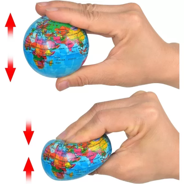 image24 Pack  Mini Soft Foam Earth Squeeze Balls 25quot Toy Stress Relief Bulk Educational Novelties for Kids School Classroom Party Favors Rewards