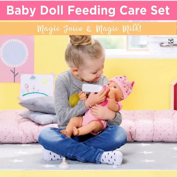 image28 PCS Baby Doll Accessories Complete Car Set  Doll Feeding Pretend Playset for Kids Girls with Magic Milk Bottles in a Storage Bag