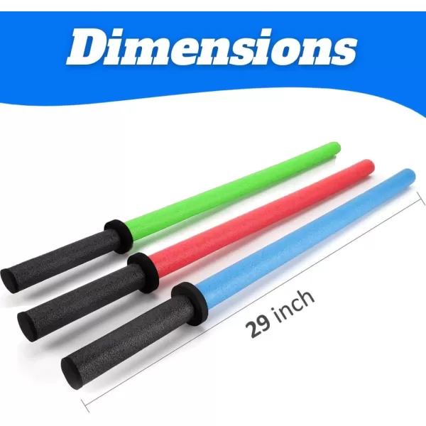 image29Inch Pool Noodles Foam Light Saber Toy Swords  Kids Bulk Party Favors  Ideal for Pools Backyard Summer Outdoors Play 6 Pack12 Pack