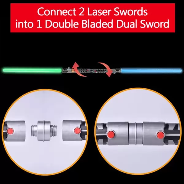 image2in1 LED Light Up Sabers Dual Bladed Toy Saber Swords Set for Kids with FX Power Up and Motion Sensitive Sound Effects for Cosplay