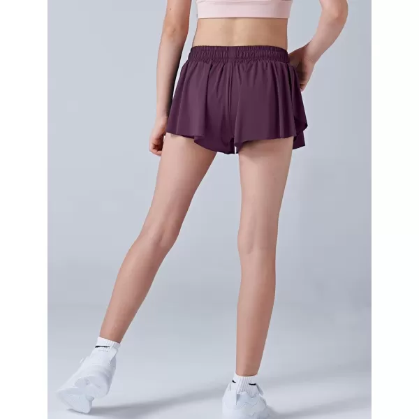 image3 Pack Girls Flowy Shorts with Spandex Liner 2in1 Youth Butterfly Skirts for Fitness Running SportsArctic IceGrape NectarNightshadow Blue