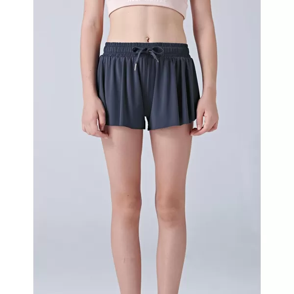 image3 Pack Girls Flowy Shorts with Spandex Liner 2in1 Youth Butterfly Skirts for Fitness Running SportsArctic IceGrape NectarNightshadow Blue