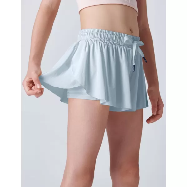 image3 Pack Girls Flowy Shorts with Spandex Liner 2in1 Youth Butterfly Skirts for Fitness Running SportsArctic IceGrape NectarNightshadow Blue