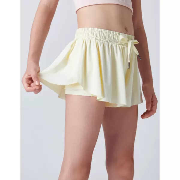 image3 Pack Girls Flowy Shorts with Spandex Liner 2in1 Youth Butterfly Skirts for Fitness Running SportsCreamAquaNavy