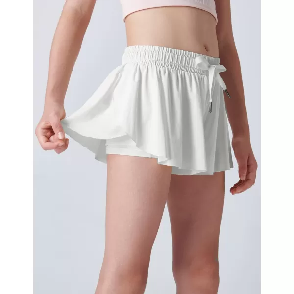 image3 Pack Girls Flowy Shorts with Spandex Liner 2in1 Youth Butterfly Skirts for Fitness Running SportsLavenderWhiteBlack