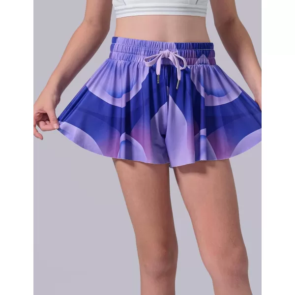 image3 Pack Girls Flowy Shorts with Spandex Liner 2in1 Youth Butterfly Skirts for Fitness Running SportsOmbre